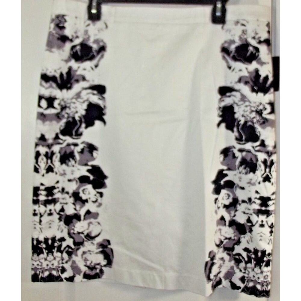 NWT NUE OPTIONS Career Pencil SKIRT- Size 16 - White w/Black/Gray Print - Lined